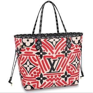 Louis Vuitton Limited Edition Crafty Neverfull Red and Black Tote Bag